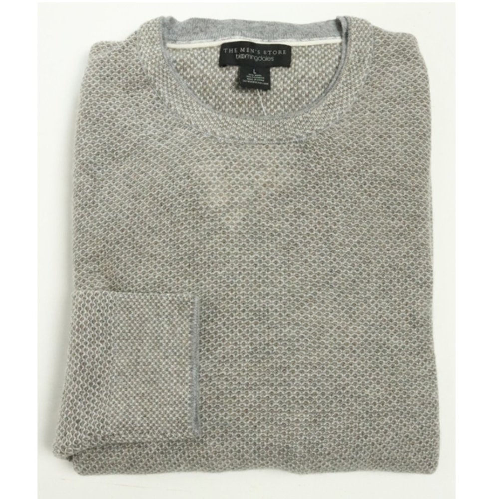 New Mens For Bloomingdales Crew Neck Wool Cashmere Honeycomb Pullover Sweater L